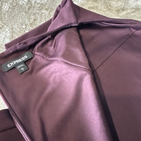 EXPRESS Burgundy Classic Cap Sleeve Slit Pencil Dress Large Fitted Cocktail - Picture 13 of 15